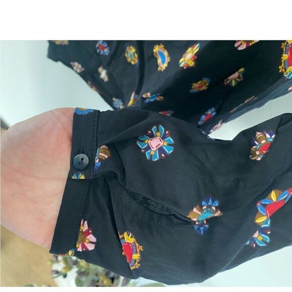 Zara Basic print, button down, High/low top size Medium - Picture 8 of 12